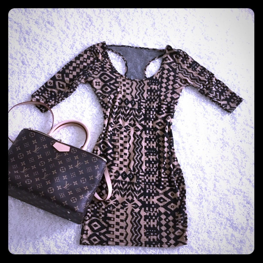Dress size small in brown black print